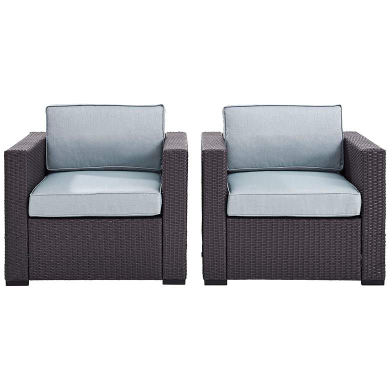 Image 3 Biscayne Mist Fabric Outdoor Wicker Armchair Set of 2 more views