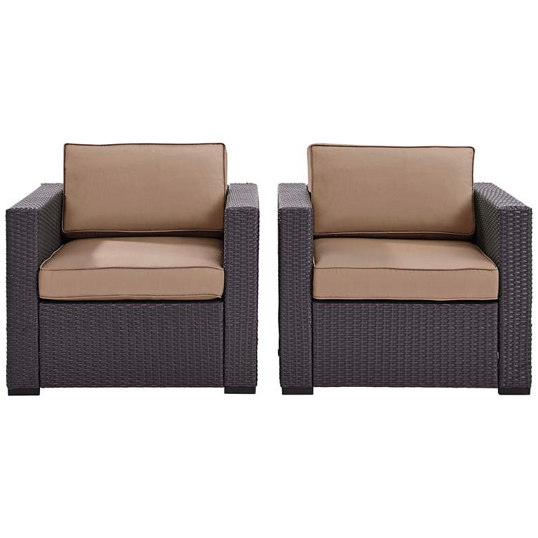 Image 3 Biscayne Mocha Fabric Outdoor Wicker Armchair Set of 2 more views