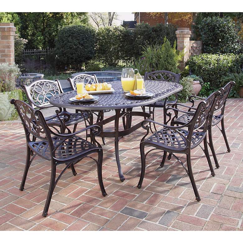 Image 1 Biscayne Rust 7-Piece Outdoor Table and Arm Chairs Set