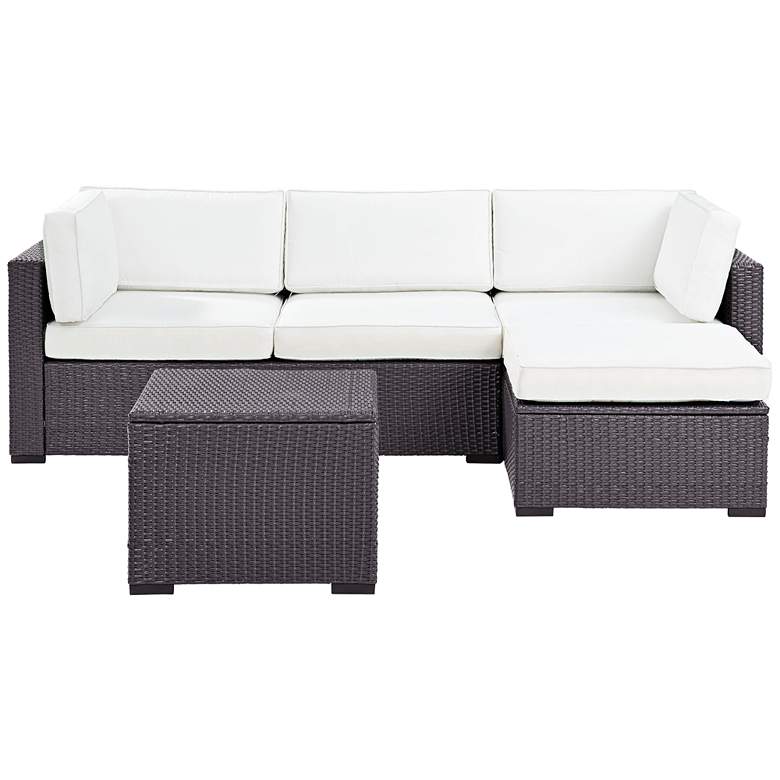Image 3 Biscayne White Fabric 4-Piece 3-Seat Outdoor Patio Set more views