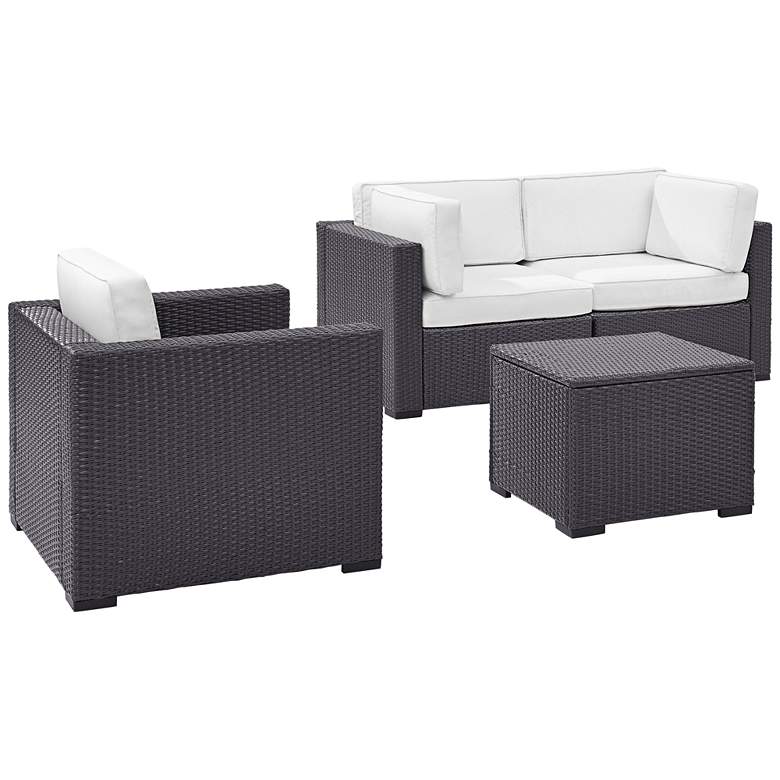 Image 2 Biscayne White Fabric 4-Piece 3-Seat Outdoor Patio Set