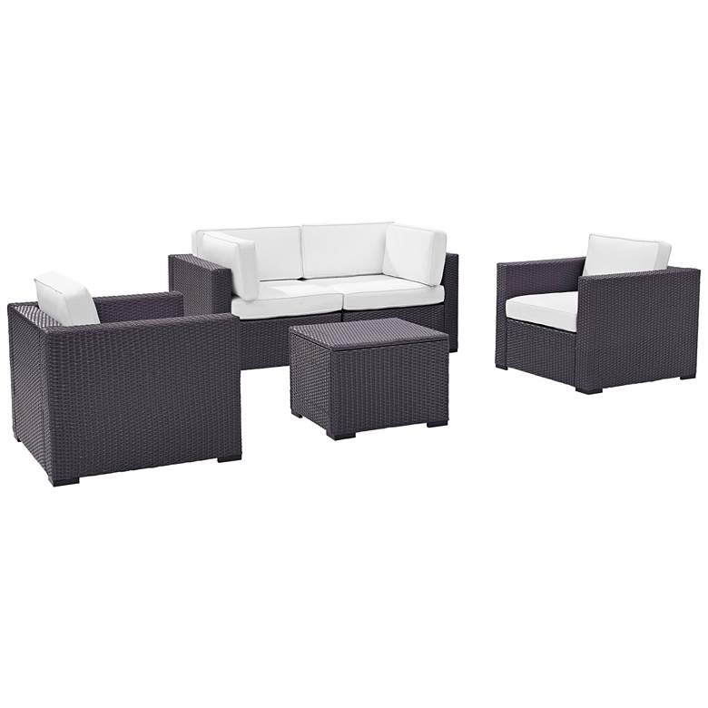 Image 2 Biscayne White Fabric 5-Piece 4-Seat Outdoor Patio Set