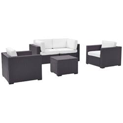 Biscayne White Fabric 5-Piece 4-Seat Outdoor Patio Set