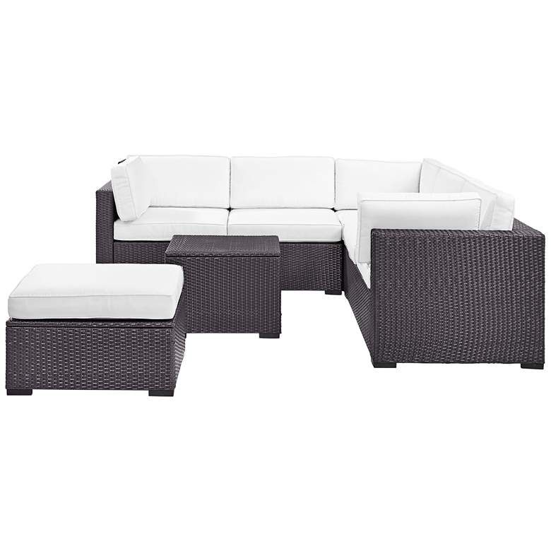 Image 3 Biscayne White Fabric 5-Piece 5-Seat Outdoor Patio Set more views