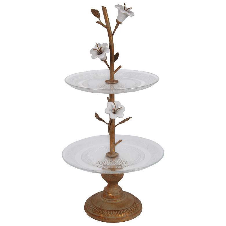 Image 1 Bisenti Large Glass Tray On Metal Stand