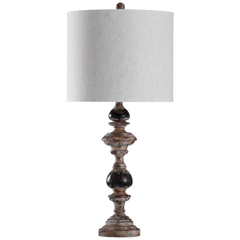 Image 1 Bishop 32 1/2 inch Weathered Wood Spindle Candlestick Table Lamp