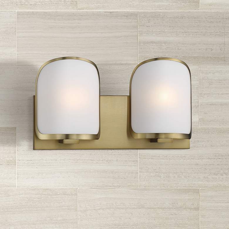 Image 1 Bishop Crossing 9" High Soft Brass Metal 2-Light Wall Sconce