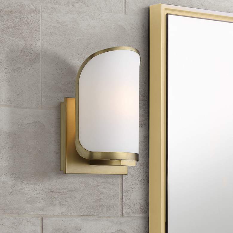 Image 1 Bishop Crossing 9" High Soft Brass Metal Wall Sconce