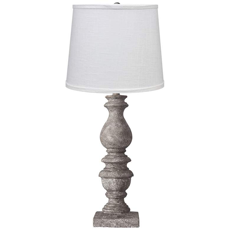 Image 1 Bishop Gray Table Lamp with White Linen Shade