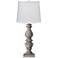 Bishop Gray Table Lamp with White Linen Shade