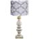 Bishop White Table Lamp with Gray Scroll Shade