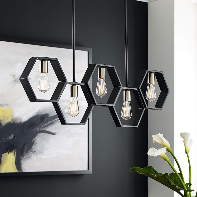 Image 1 Bismarck 5-Lt Black Island Chandelier