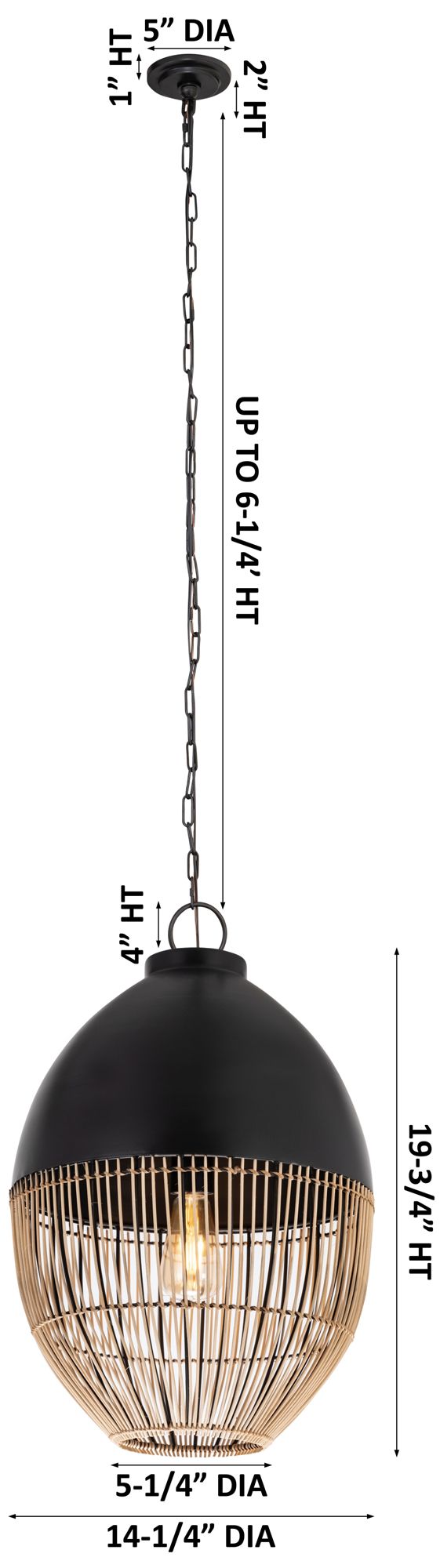 Image 3 Bismark 14" Wide Matte Black Chain Hung Pendant with Natural Shade more views