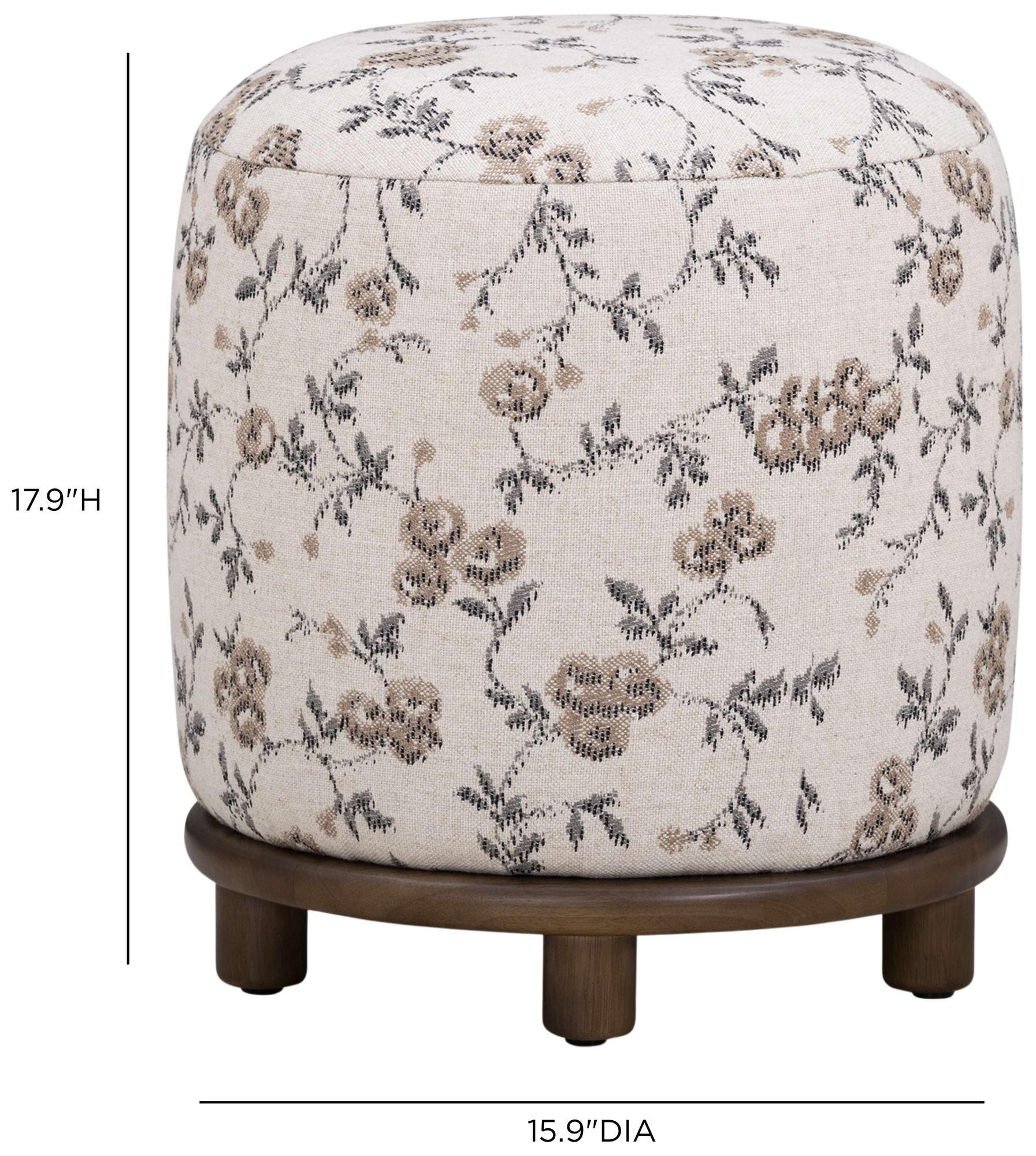 Image 5 Bisou Beige Floral Jacquard Ottoman more views