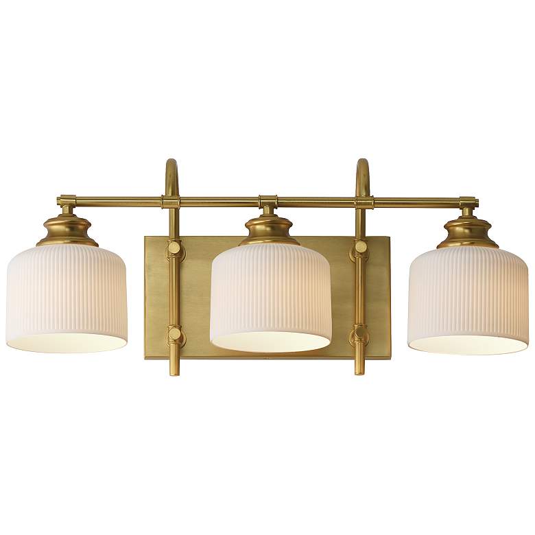 Image 1 Bisque 24" Wide Natural Aged Brass 3-Light Bath Light