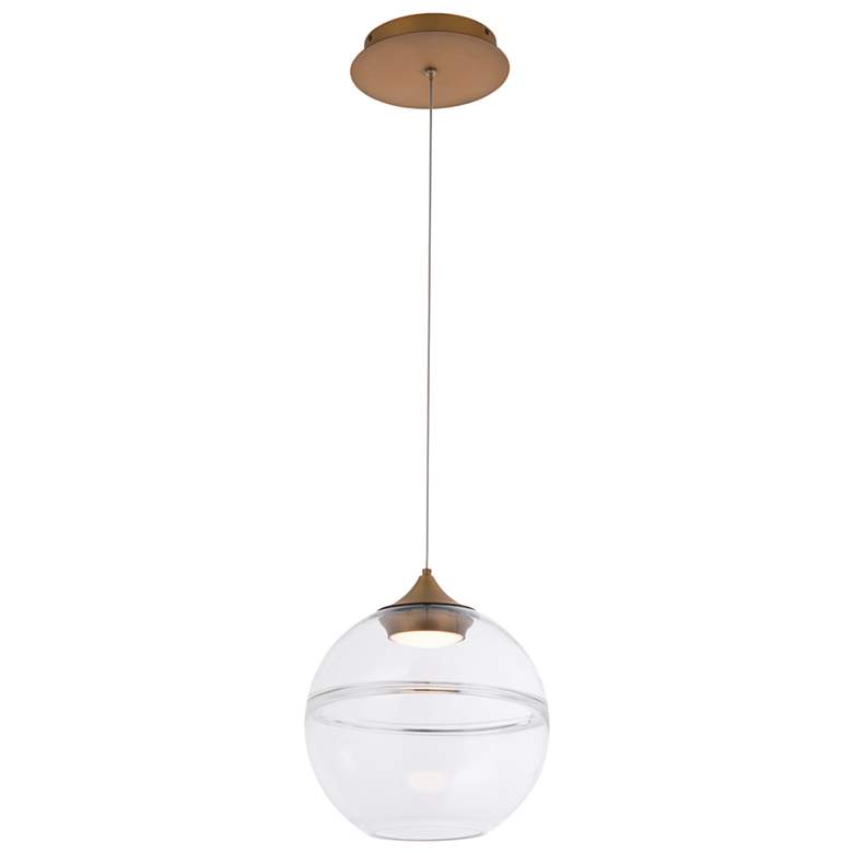 Image 1 Bistro 14"H x 14"W 1-Light Pendant in Aged Brass