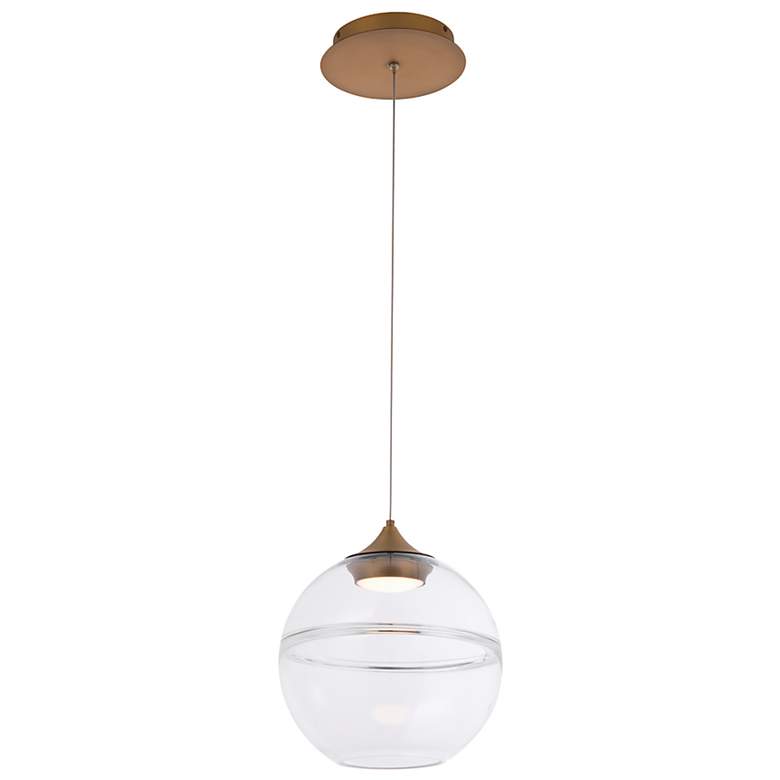 Image 1 Bistro 14"H x 14"W 1-Light Pendant in Aged Brass