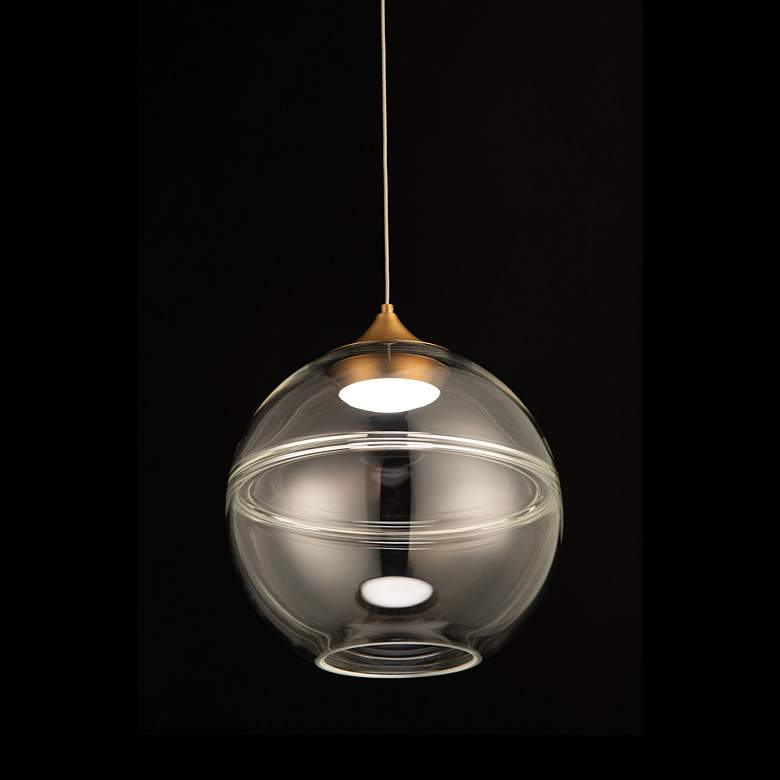 Image 2 Bistro 14"H x 14"W 1-Light Pendant in Aged Brass more views