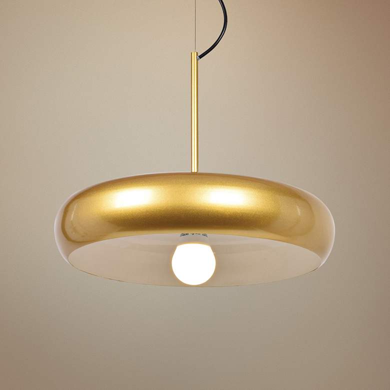 Image 1 Bistro 15 3/4 inch Wide Gold and White LED Pendant Light