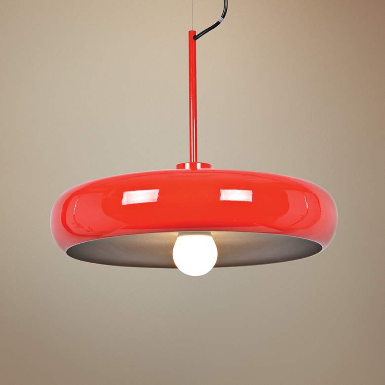 Image 1 Bistro 15 3/4 inch Wide Red and Silver LED Pendant Light