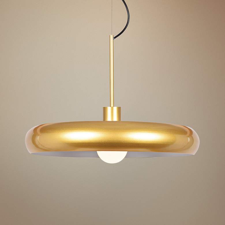 Image 1 Bistro 23 3/4 inch Wide Gold and White LED Pendant Light