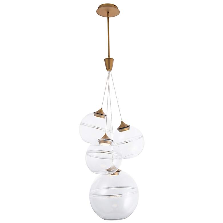 Image 2 Bistro 24"H x 45"W 4-Light Multi-Light Pendant in Aged Brass