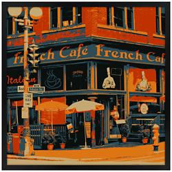 Bistro 26&quot; Square Black Giclee Wall Art