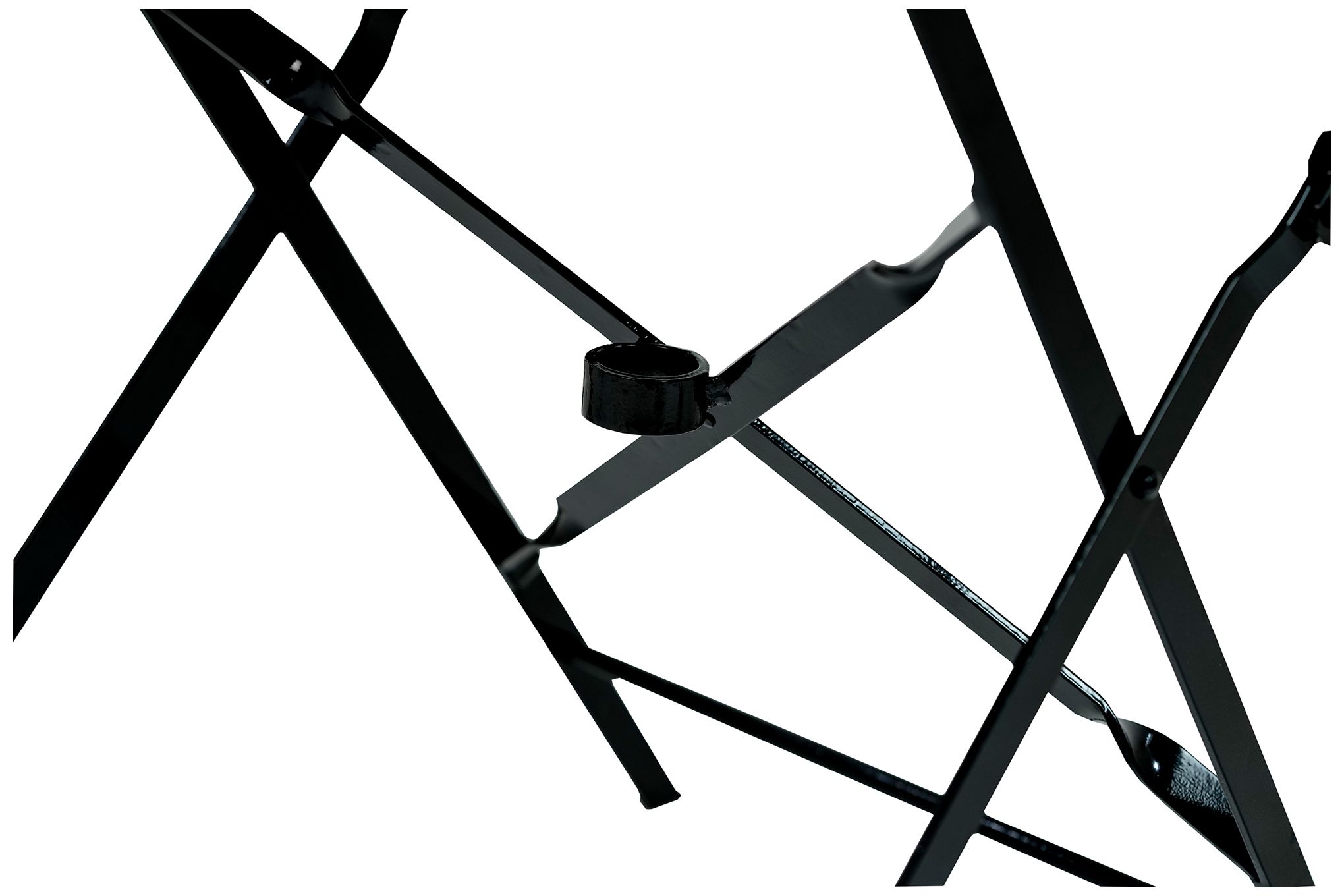 Image 3 Bistro 30" Black Round Folding Outdoor Table With Umbrella Hole more views