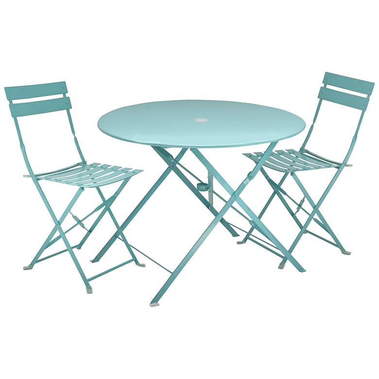 Image 1 Bistro 30" TealRound Table Outdoor Set of 3