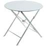 Bistro 30" White Round Folding Outdoor Table With Umbrella Hole