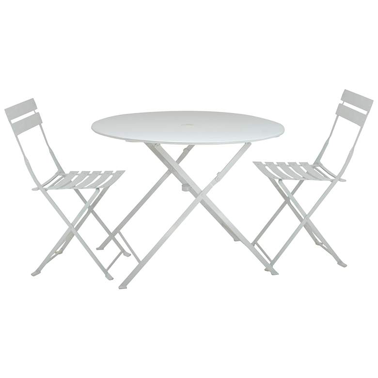 Image 1 Bistro 30 inch White Round Outdoor Table  Set of 3