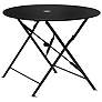 Bistro 36" Black Round Folding Outdoor Table With Umbrella Hole
