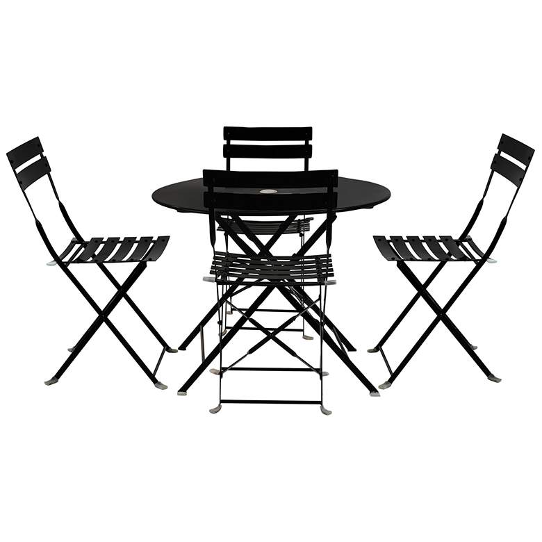 Image 1 Bistro 36" Black Round Table Outdoor Set of 5