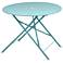 Bistro 36" Teal Round Folding Outdoor Table With Umbrella Hole