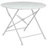Bistro 36" White Round Folding Outdoor Table With Umbrella Hole