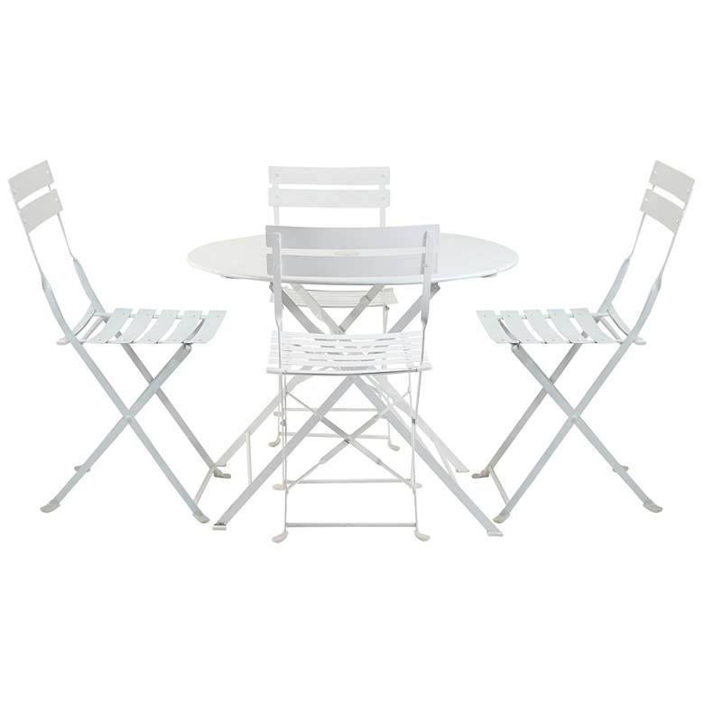 Image 1 Bistro 36 inch White Round Table Outdoor Set of 5