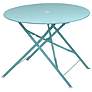 1_Bistro 36" Wide Teal Round Folding Outdoor Table