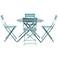 Bistro Teal 5-Piece Outdoor Folding Table and Chair Set