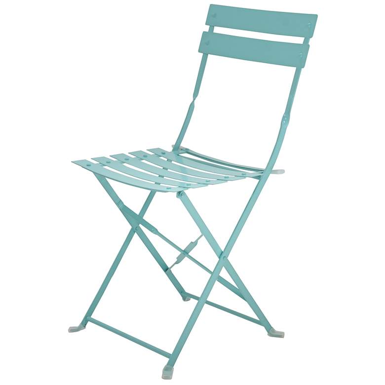 Image 1 Bistro Teal Folding Outdoor Chair Set of 2