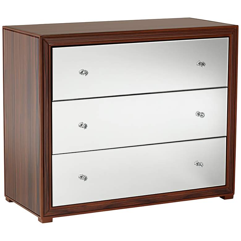 Image 1 Bixby Wood and Mirrored Glass 3-Drawer Accent Chest