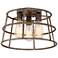 Bixel 15"W Weathered Bronze Iron Cage Ceiling Light