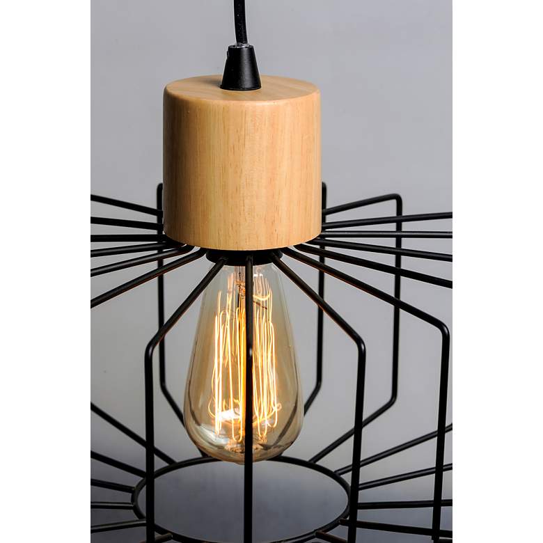 Image 2 Bjorn 1 Light 11.5" Wide Black/Natural Wood Pendant Light more views