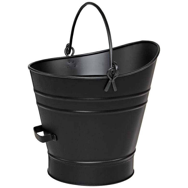 Image 1 Black 14 inch High Iron Coal Hod or Pellet Bucket