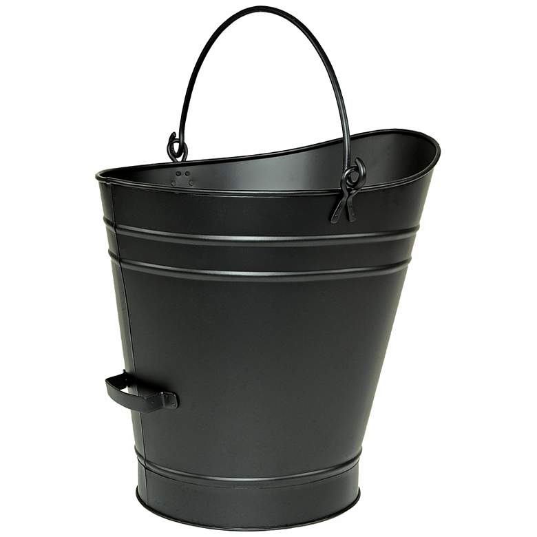 Image 1 Black 18 inch High Iron Coal Hod or Pellet Bucket