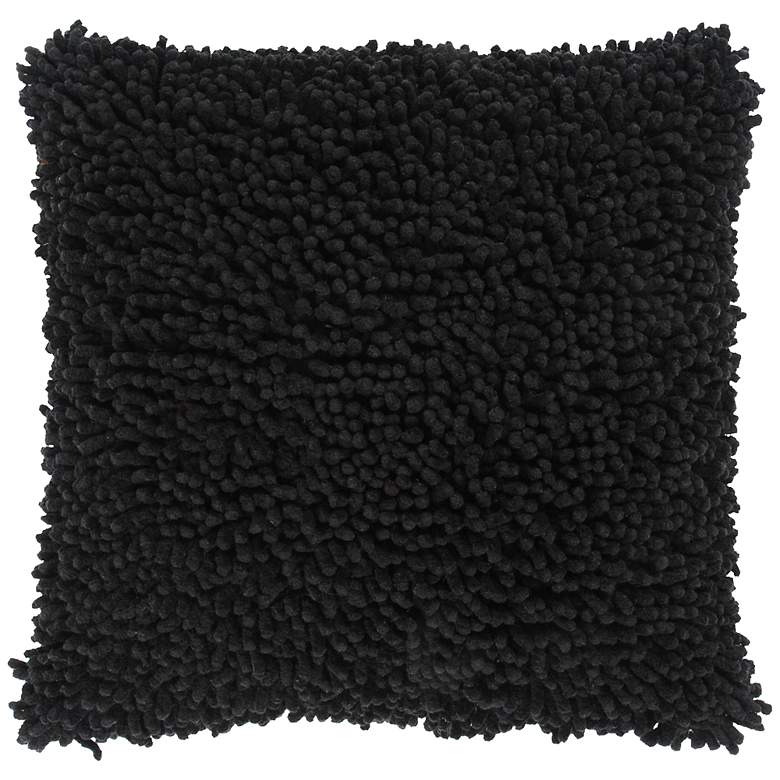 Image 1 Black 18 inch Square Shag Throw Pillow