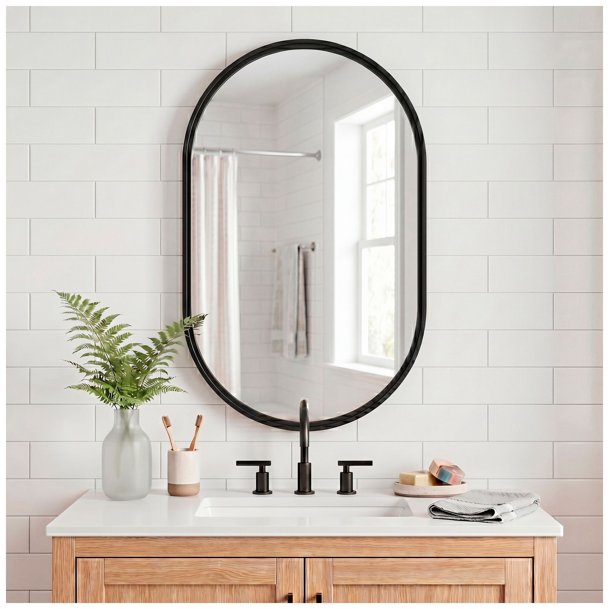 Image 2 Black 22" x 35" Wall Mirror more views