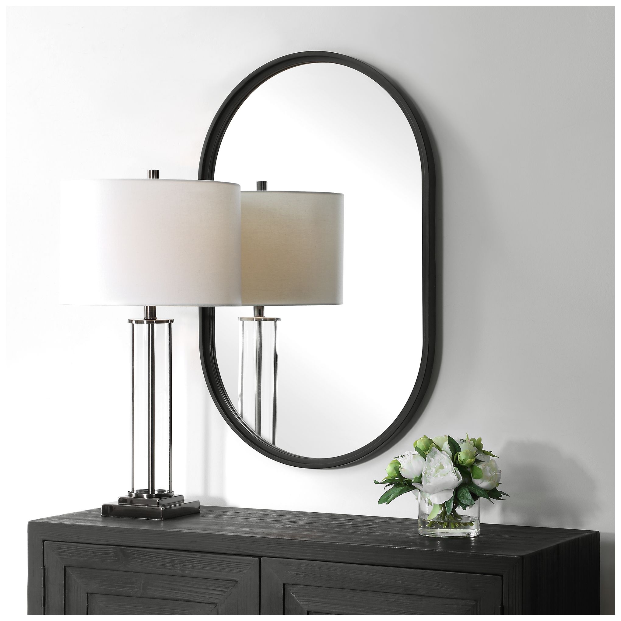 Image 3 Black 22" x 35" Wall Mirror more views