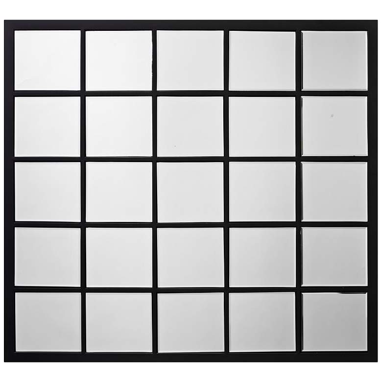 Image 1 Black 38" x 34" Rectangular Grid Wall Mirror