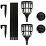 Black 39 3/4"H LED Solar Tiki Torch Garden Lights Set of 2