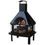 Black 43 1/2" High Wood Burning Outdoor Fireplace